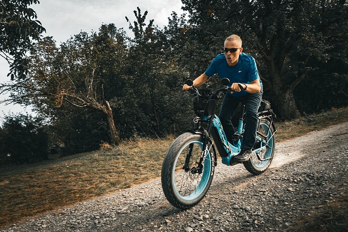 riding ebike  downhill