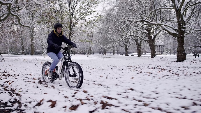 riding ranger fat tire ebike in winter