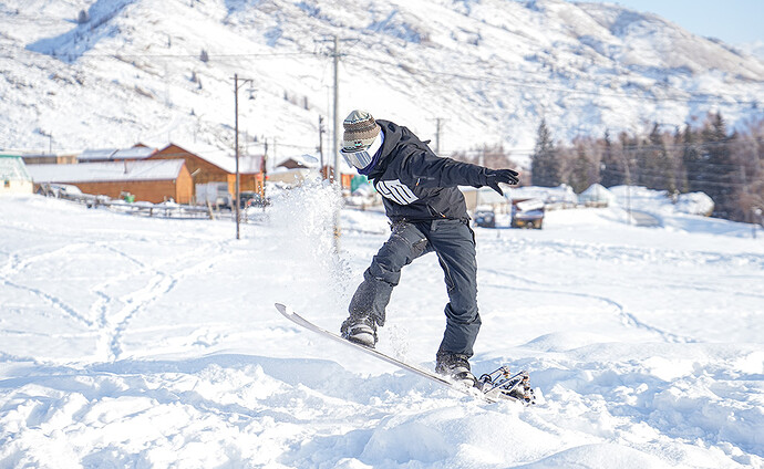 Snowboarding in the snow